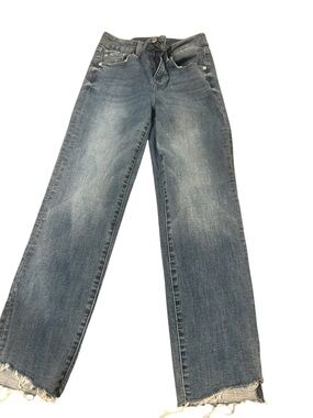 Pistola Women's Blue Distressed Straight-Leg Jeans with raw hem size 26